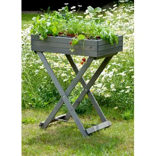 Tischbeet Kräuterbeet 9 Fächer Hochbeet Pflanzfolie Salatbeet Holz Anthrazit