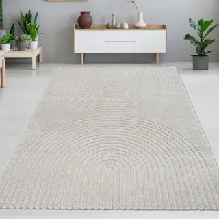 Teppich-Traum Teppich Wohnzimmer Arbeiszimmer Schlafzimmer Gästezimmerteppich Höheneffekt leicht zu pflegen robust Allergiker geeignet mit Bogenmuster in Grau, 120 x 160 cm