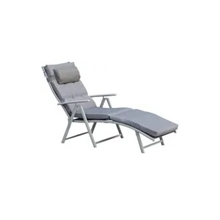Outsunny Sonnenliege grau Metall B/H/L: ca. 64x101x180 cm