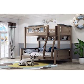 JVmoebel Bett Doppelstockbett Kinder Jugend Zimmer Möbel Holz Etagen Hoch Bett (Etagenbett) braun