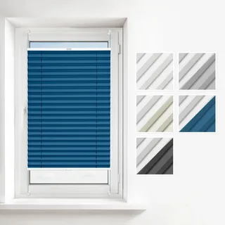 Estika Thermoplissee ohne Bohren – 80 x 200 cm – Dunkles Türkis - Verdunkelnd und Thermo – Klemmfix Plissee für Fenster mit Montagezubehör