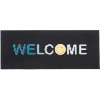 Pergamon Trendy Smiley Welcome Küchenläufer 60 x 150 cm Schwarz