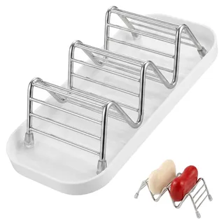 Seifendose Edelstahl mit Abtropfgitter und Tablett, Rostfreie Seifenschale für Bad & Dusche, Seifenbox für Reise & Camping, Seifenhalter für Festes Shampoo, Kernseife, Soap Holder Silber