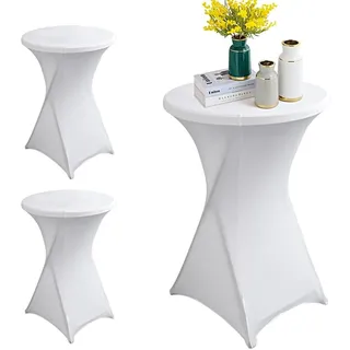 YFZYT Weiß Stehtisch Hussen Ø60-65cm, 3 Stück Stretch Hussen Stehtische, Maschinenwäschbar, Verstärkung im Fußbereich, Stehtischhussen Geeignet für Hochzeit, Bars, Restaurants, Ausstellungen
