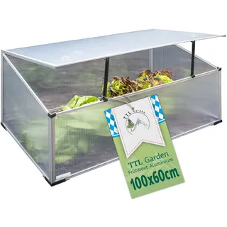 TTL GARDEN Frühbeet Aufsatz 100 x 60 x 40cm - Alu & Polycarbonat Hochbeet
