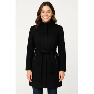 Kurzmantel VERO MODA "VMBLASSJESSY AW WOOL JACKET GA LCS", Damen, Gr. XS, schwarz, Web, Obermaterial: 64% Polyester, 30% Wolle, 6% Nylon, unifarben, Po-bedeckend, V-Ausschnitt, Mäntel Kurzmantel, mit Wollanteil und Lederimitat Details