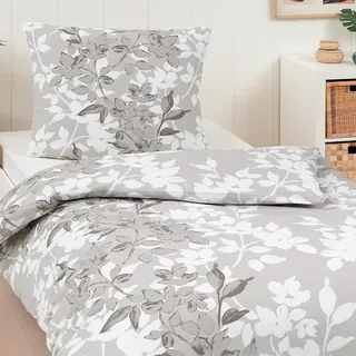 Traumschlaf Flanell Bettwäsche Ellen 135x200 cm + 80x80 cm - weiß;beige