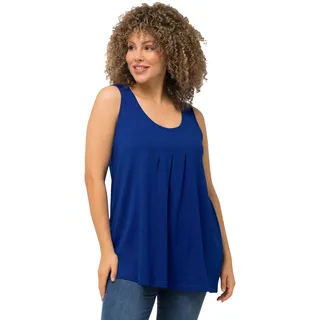 Ulla Popken Damen große Größen Übergrößen Plus Size Top, Zierfalten, A-Linie, Rundhals, ärmellos, Modal Kobaltblau 46+ 796470760-46+