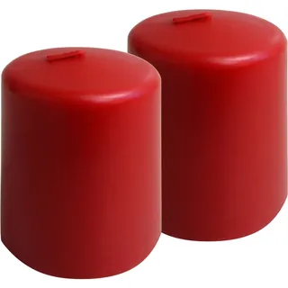 2er-Set Stumpenkerze Rot – Rustikale Wachs Kerze, Ø 6 x 8 cm – Lange Brenndauer für festliche Anlässe, Advent, Weihnachten oder stimmungsvolle Dekoration