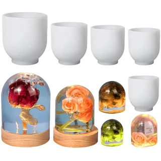 HyzaPhix 5pcs Kristall Silikonform Epoxidharz Glocke Resin Formen Silikon Kerzenformen Resin Raysin Gießformen Cloche Dome Silicone Molds für Blumenkonservierung, Haus Dekoration (5pcs)