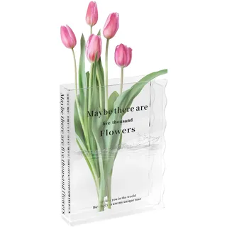 Cozlly Book Vase, Klare Buchvase, Acryl Buch Vasen, Transparente Vase Für Blumen, Buch Vase, Bücherform Blumenvase, Niedliche Vase Für Blumenarrangements Und Heimdekoration