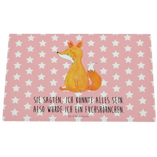 Mr. & Mrs. Panda Servierbrett Fuchshörnchen - Rot Pastell - Geschenk, Unicorns, Einhörner, Pegasus, Premium Glas, (1-St) rot