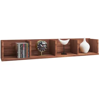 VCM Wandregal Honsa Bücherregal B. 97 x T. 17 x H. 17 cm, Wandmontage für Wohnzimmer, Flur oder Büro, 4 Fächer, Holzwerkstoff weiß