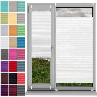 Plissee Plisseerollo Klemmfix Ohne Bohren 62 x 110 cm, Plissee Ohne Bohren Nach Maß, Wabenplissee Doppelplissee Klemmfix, Plissee Sonnenschutzrollo, für Fenster & Tür, Weiß