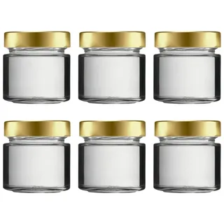 mikken Einmachglas 6 kleine Einmachgläser 125 ml mit Schraubdeckel TO58 Deep goldfarben