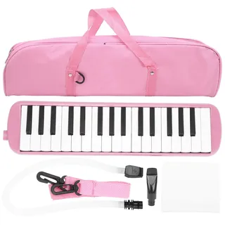 Melodica Set, 32 Tasten Wind Pianica Melodicas Klavierstil Tragbar mit Tragetasche Geeignet für Erwachsene Kinder Anfänger üben(Rosa) Blasinstrument