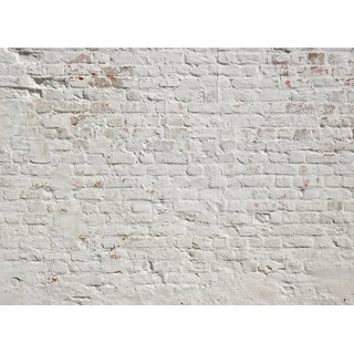 LIVING WALLS Fototapete "Designwalls Brick White" Tapeten Gr. B/L: 3,5 m x 2,55 m, grau (grau, creme) Fototapeten Steinoptik