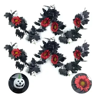 Kunstranke Künstliche Ahornblätter Girlande,Halloween Kürbis Herbstkranz, Coonoor, für Drinnen und Draußen,Abendessen, Party, Kamin, Weihnachtsdekoration