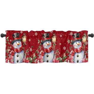 Kashyke Weihnachtsgardinen Kurz für Küche Bistrogardine, Weihnachtsdeko Innen Küche Weihnachten Scheibengardine Küchengardinen Winter Weihnachtsvorhang,137 * 45cm (#04)