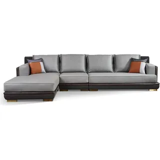 aea Eckcouch Leder 2-Sitzer Grau