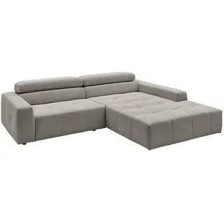 KAWOLA Sofa RENO grau mit motorischem Sitzvorzug Longchair rechts