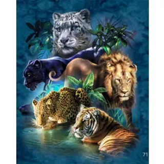 King Of The Jungle Lion Panther Spotted Leopard Black Tiger Diamond Painting Kit for Adults, 5D Full Drill DIY Arts & Crafts Bling Artwork Dekor Gift Set with Crystal Rhinestone Gems 30x40cm
