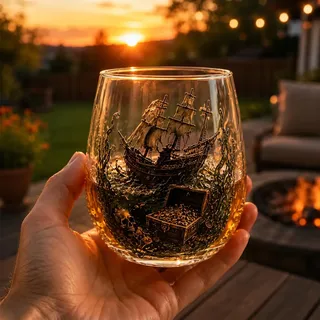 Release the Kraken Glas, Kraken Rum Glas, Sea Legend Pirate-Bar Whiskey Weinglas, geprägtes Oktopus Sea Monster Whiskey Tumbler für KrakenRum, ScotchBourbon Cocktail, nautische Heimbar, Dekoration für