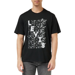 Levi's Herren Ss Relaxed Fit Tee T-Shirt,Zigzag Headline Gd Caviar,M