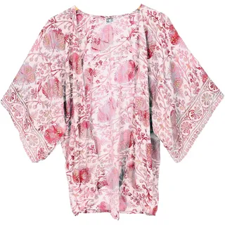 Guru-Shop Kimono Kimonojäckchen, kurzer Boho Kimono,.., alternative Bekleidung rosa