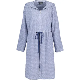 Cawö Home Bademäntel Damen Kurzmantel mit Reißverschluss und Kapuze Streifen 3335 navy-weiß - 16 M - M