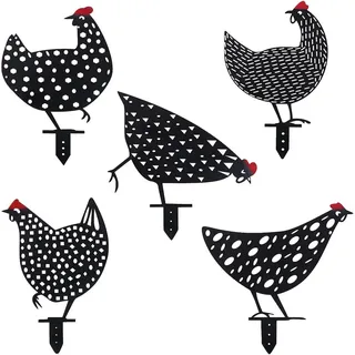 5pcs Garten Dekoration Hahn Und Henne Deko Huhn Gartenfiguren Für Außen Metal Gartenzwerg Lustig Garten Dekoration Für Außen