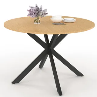 Runder Gartentisch Messina 120 Cm 6 Personen Spinnenbein Metallplatte In Holzoptik