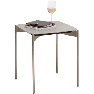 Venjakob Beistelltisch, Grau, Edelstahl, Metall, Keramik, quadratisch, rund, 43x49x43 cm, Goldenes M, Wohnzimmer, Wohnzimmertische, Beistelltische, Beistelltische Metall