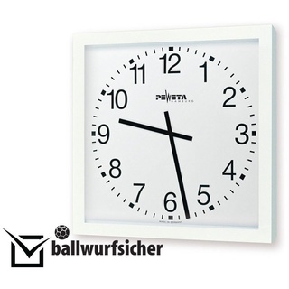 Peweta® Großraum-Wanduhr, ballwurfsicher, 60 x 60 cm, Zahlen - Weiß