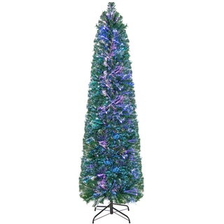 COSTWAY 180 cm Künstlicher Weihnachtsbaum mit Beleuchtung, Tannenbaum in Glasfaseroptik, Christbaum mit 517 Zweigspitzen & klappbarem Metallständer, Kunstbaum Weihnachten für Zuhause, Büro