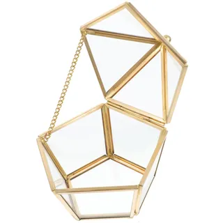 PartyKindom Vintage Schmuckkästchen aus Messing und Glas mit Goldfarbenem Fünfeck Design Geeignet für Persönliche Aufbewahrung und Stilvolle Präsentation
