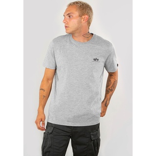 Rundhalsshirt ALPHA INDUSTRIES "BASIC T SMALL LOGO" Gr. S, grau (grey heather) Herren Shirts T-Shirts
