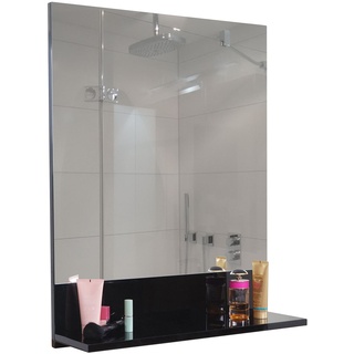 Wandspiegel mit Ablage MCW-B19, Badspiegel Badezimmer, hochglanz 75x60cm ~ schwarz