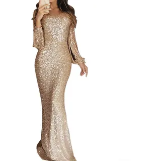 Damen Bodycon Abendkleid mit langen Ärmeln und elegantem Wickelstil für Partys (2XL)