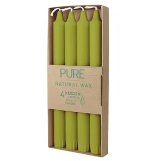 luterna 100% PURE, NATURAL WAX, Stabkerze, Olive, WENZEL, 250/23 mm, Brenndauer ca. 10h, 100% plastikfreie Verpackung