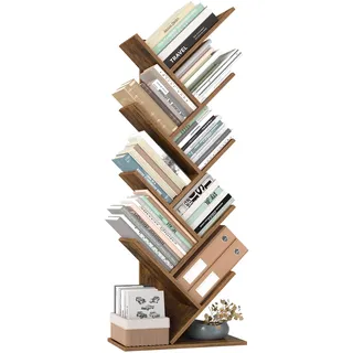 VASAGLE Bücherregal 9-stufiges Baumform 40 x 30 x 180 cm Braun