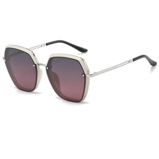 GelldG Sonnenbrille Retro Sonnenbrille Eckig Pilotenbrille Metallrahmen für Herren Damen rosa