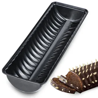 webake Rehrückenbackform 33 cm Rehrückenform mit Antihaftbeschichtung Ciabattaform Kastenform Brotbackform Rehrücken Backform für Stollen, schwarz Stollenform, Menge: 1 Stück