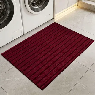 JIAFANG Hochwertige Fußmatte 40 x 100 cm Sauberlaufmatte mit Rutschfester Rückseite Fußabtreter Antistatisch Fußmatte in Vielen Größen für Haustür Innen Und Außen, Rot