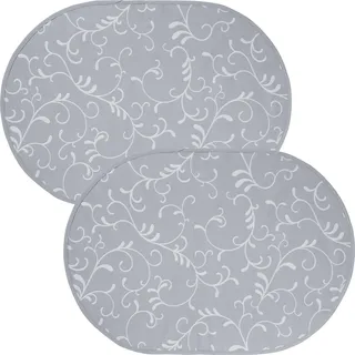 Erwin Müller Tischset Essen 2er-Pack abwaschbar hellgrau Größe oval: 35x50 cm