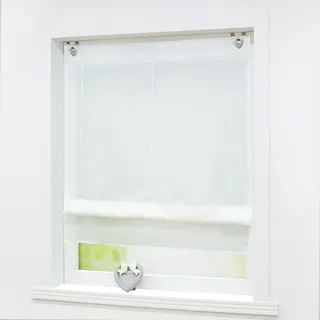 Joyswahl Voile Raffrollo mit Hakenaufhängung, ohne Bohren »Hanna« Schals Fenster Unifarbige Vorhänge BxH 45x150cm Weiß 1er Pack