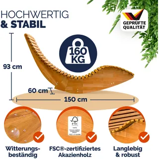 CASARIA Casaria® Sonnenliege inkl. Auflage Holz Anthrazit