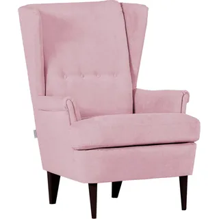Ohrensessel GUTMANN FACTORY "Versailles", rosa, B:72cm H:104cm T:85cm, Sessel, Ohrensessel, Gestell antikfarben oder eiche natur