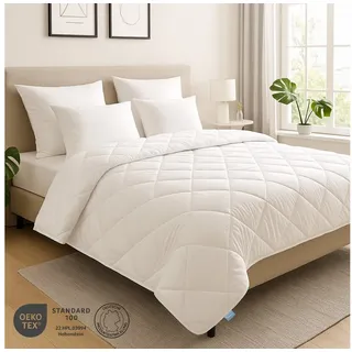 XDREAM Microfaserbettdecke Pure, Bettdecke - 4-Jahreszeiten, Ganzjahres, Winter & Sommer, Füllung: Hohlfaser-Polyesterfüllung, Bezug: Polyester, allergikerfreundlich, atmungsaktiv, temperaturausgleichend, 220x240 cm weiß 220 cm x 240 cm