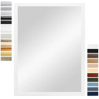 PrimeLuxe Wandspiegel 80 x 80 cm (Außenmaß) quadratisch in Weiß matt | Farbe und Größe wählbar | Ganzkörperspiegel | Bad & Flur Spiegel | mit Holz Rahmen | Made IN Germany
